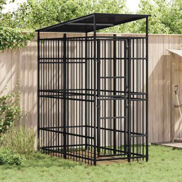 Gabbia per Cani da Esterno con Tetto in Acciaio 1,84 m²