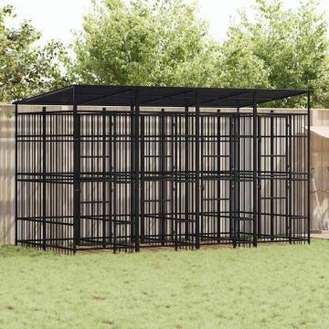Gabbia per Cani da Esterno con Tetto in Acciaio 7,37 m²