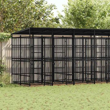 Gabbia per Cani da Esterno con Tetto in Acciaio 12,9 m²