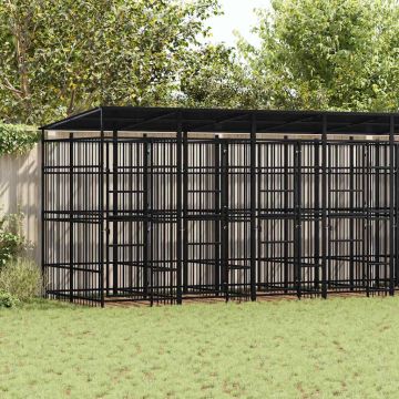 Gabbia per Cani da Esterno con Tetto in Acciaio 14,75 m²