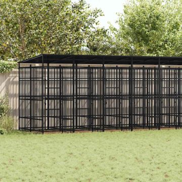 Gabbia per Cani da Esterno con Tetto in Acciaio 16,59 m²