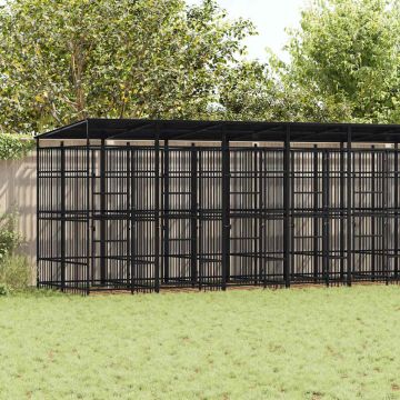 Gabbia per Cani da Esterno con Tetto in Acciaio 18,43 m²