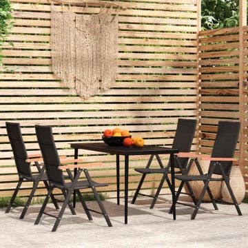 Set da Pranzo da Giardino 5 pz Nero