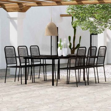 Set Mobili da Pranzo per Giardino 7 pz Nero
