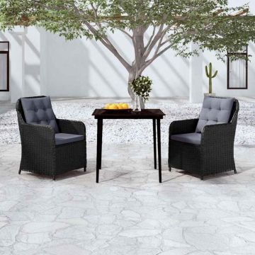 Set da Pranzo da Giardino 3 pz Nero