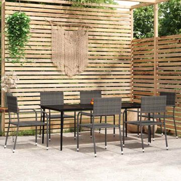 Set Mobili da Pranzo da Giardino 7 pz Grigio