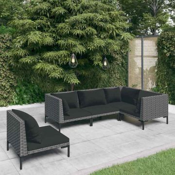 Salotto da Giardino 5 pz in Polyrattan Grigio Scuro