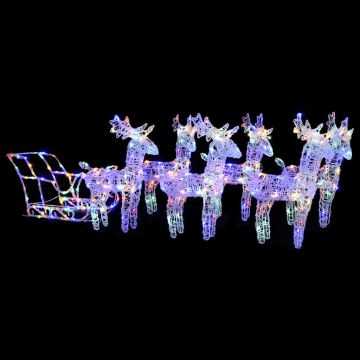 Decorazione Natalizia Renne e Slitta 320 LED Acrilico