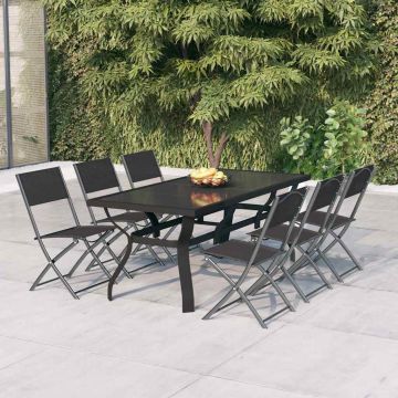 Set da Pranzo da Giardino 6 Sedie Grigio e Nero