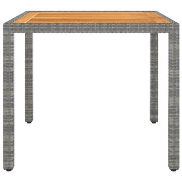Tavolo da Giardino Grigio 90x90x75 cm in Polyrattan