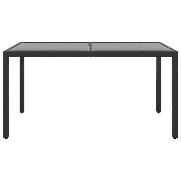 Tavolo Giardino 150x90x75 cm Vetro Temperato e Polyrattan Nero