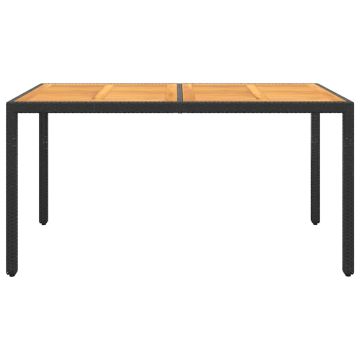 Tavolo Giardino 150x90x75cm Massello d'Acacia e Polyrattan Nero