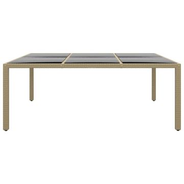 Tavolo Giardino 200x150x75 cm Vetro Temperato Polyrattan Beige