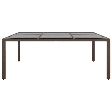 Tavolo da Giardino con Piano Vetro Marrone 200x150x75 cm Rattan