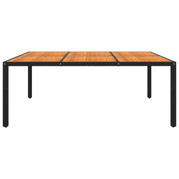 Tavolo Giardino 200x150x75 cm Massello Acacia e Polyrattan Nero