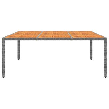 Tavolo Giardino 200x150x75 cm Massello Acacia Polyrattan Grigio