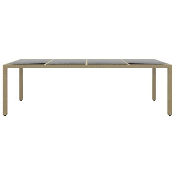 Tavolo da Giardino con Piano Vetro Beige in Polyrattan