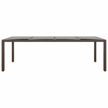 Tavolo da Giardino con Piano Vetro Marrone in Polyrattan