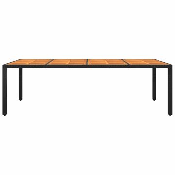 Tavolo Giardino 250x100x75 cm Massello Acacia e Polyrattan Nero