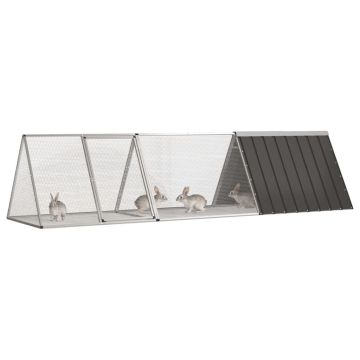 Gabbia per conigli antracite 302,5x80,5x71 cm in acciaio zincato
