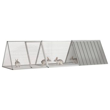 Gabbia per conigli grigia 302,5x80,5x71 cm in acciaio zincato