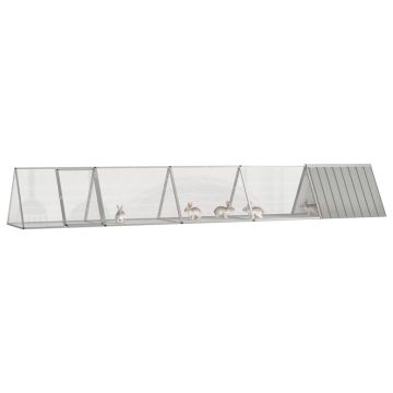 Gabbia per Conigli grigio 504,5x80,5x71 cm Acciaio Zincato