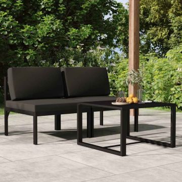 Salotto da Giardino 3 pz in Alluminio Antracite con Cuscini