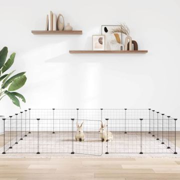 Gabbia per Animali 20 Pannelli con Porta Nera 175x175x35 cm Acciaio