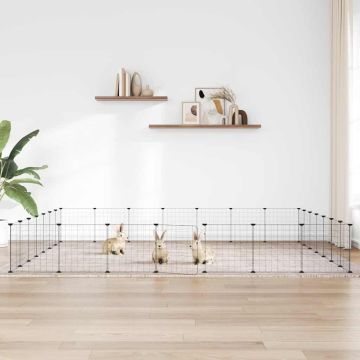 Gabbia per Animali 28 Pannelli con Porta Nero 245x245x35 cm Acciaio
