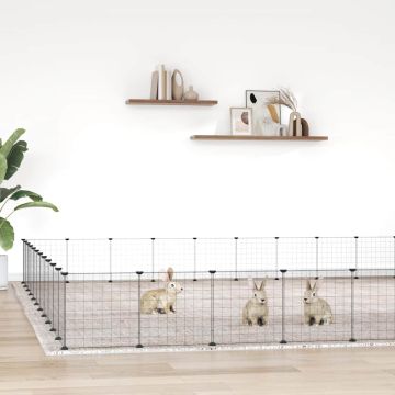 Gabbia per Animali 44 Pannelli con Porta Nera 385x385x35 cm Acciaio