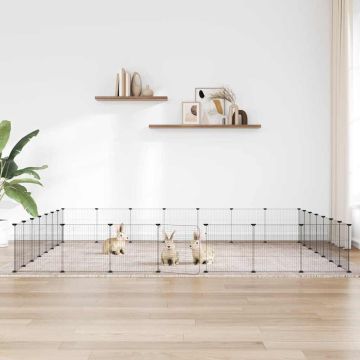 Gabbia per Animali 28 Pannelli con Porta Nero 245x245x35 cm Acciaio