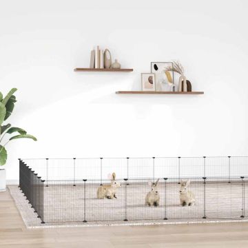 Gabbia per Animali 36 Pannelli con Porta Nera 315x315x35 cm Acciaio