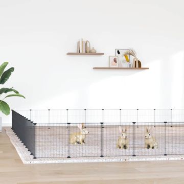 Gabbia per Animali 52 Pannelli con Porta Nero 455x455x35 cm Acciaio