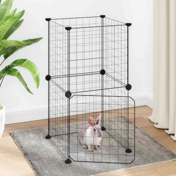 Gabbia per Animali 8 Pannelli con Porta Nero 35x35x70 cm Acciaio