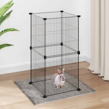 Gabbia per Animali Domestici 8 Pannelli Nero 35x35x70 cm Acciaio