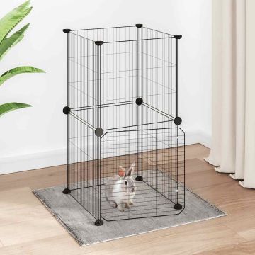 Gabbia per Animali 8 Pannelli con Porta Nero 35x35x70 cm Acciaio