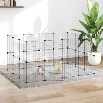 Gabbia per Animali 28 Pannelli con Porta Nero 140x105x70 cm Acciaio