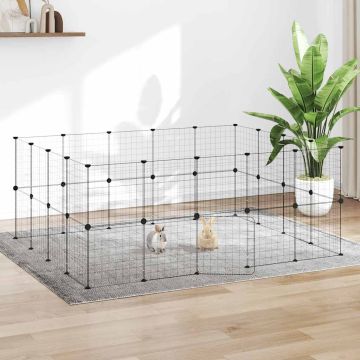 Gabbia per Animali 36 Pannelli con Porta Nera 175x140x70 cm Acciaio