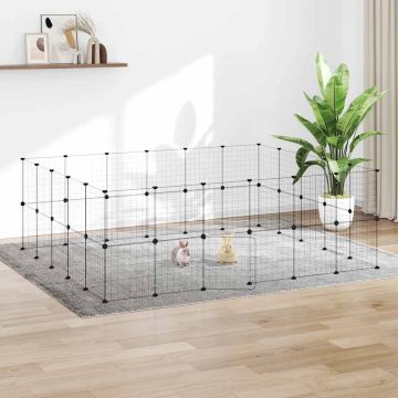 Gabbia per Animali 44 Pannelli con Porta Nera 210x175x70 cm Acciaio
