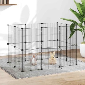 Gabbia per Animali 20 Pannelli con Porta Nera 105x70x70 cm Acciaio