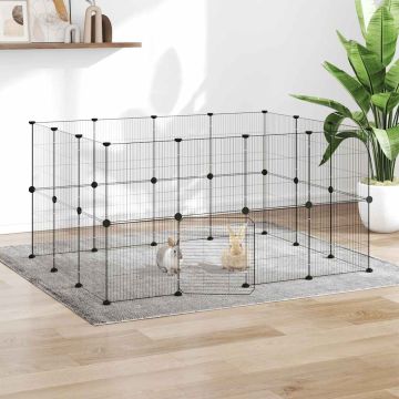 Gabbia per Animali 28 Pannelli con Porta Nero 140x105x70 cm Acciaio