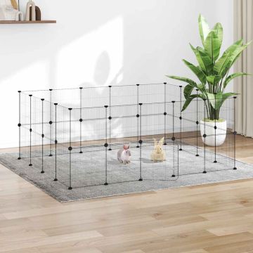 Gabbia per Animali 36 Pannelli con Porta Nera 175x140x70 cm Acciaio