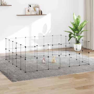 Gabbia per Animali 44 Pannelli con Porta Nera 210x175x70 cm Acciaio