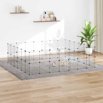 Gabbia per Animali 52 Pannelli con Porta Nero 245x210x70 cm Acciaio