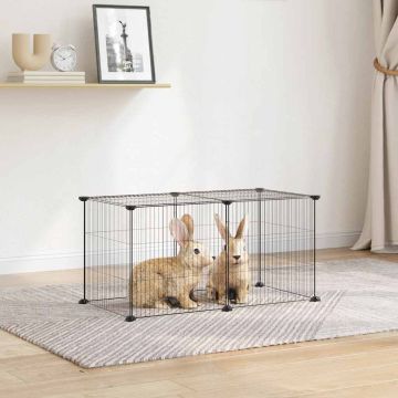 Gabbia per Animali Domestici 8 Pannelli Nero 70x35x35 cm Acciaio