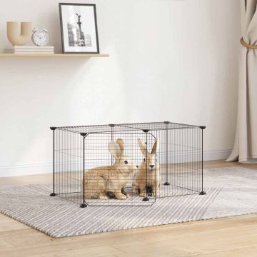 Gabbia per Animali 8 Pannelli con Porta Nero 70x35x35 cm Acciaio