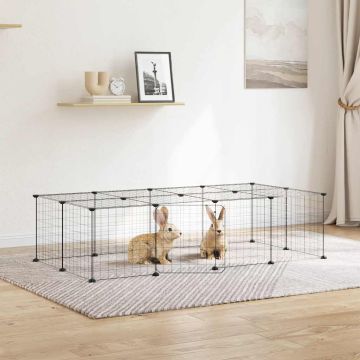 Gabbia per Animali 20 Pannelli con Porta Nera 140x70x35 cm Acciaio