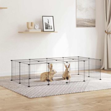 Gabbia per Animali 20 Pannelli con Porta Nera 140x70x35 cm Acciaio