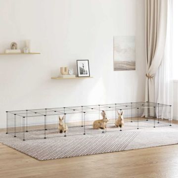 Gabbia per Animali 36 Pannelli con Porta Nera 280x70x35 cm Acciaio