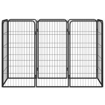 Box Cani 8 Pannelli Nero 50x100 cm Acciaio Verniciato Polvere